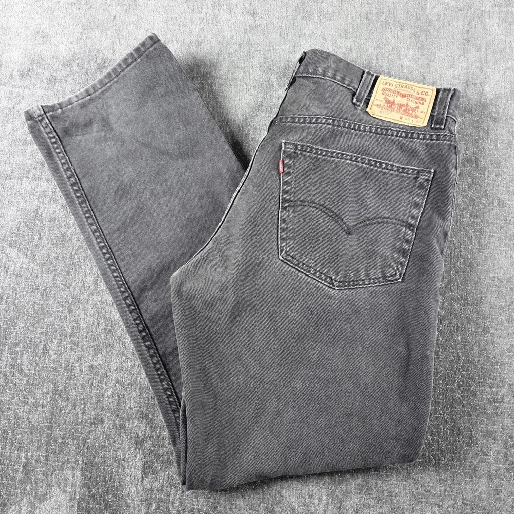 Vtg Y2K Levis 505 Jeans Mens 38x32 Black Regular Straight Grunge Skater Faded
